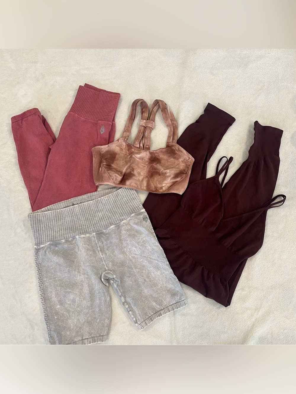4 Piece FP Movement Activewear Set - Dusty Rose, Mauve, Burgundy & Heather Gray